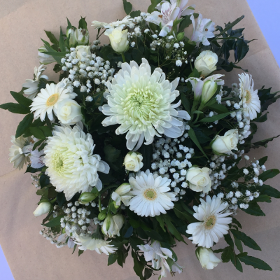 White Filled Wreath - Beautiful Wreath with quality long lasting flowers